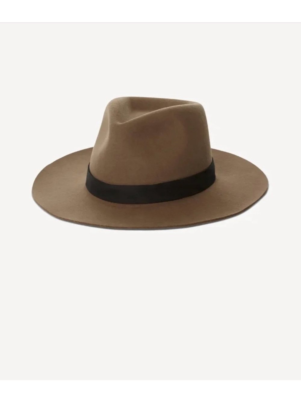 NWT Janessa Leone Camel Felt Fedora with Black Trim
